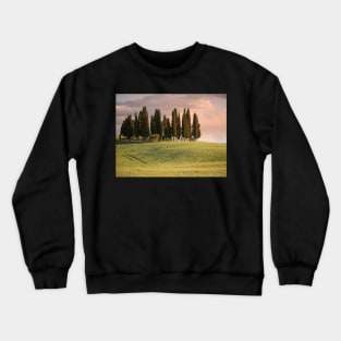 Group of cypress trees in Tuscan landscape Crewneck Sweatshirt